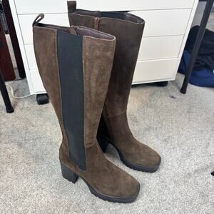 Steve Madden Deegan Brown Suede Platform Knee High Boots size 8.5